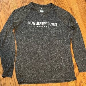 OFFICIAL NJ DEVILS ADIDAS LONG SLEEVE V NECK TSHIRT